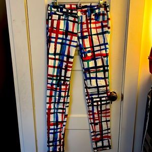 Kate Spade Saturday paintbrush print skinny jeans EUC